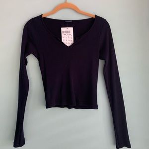 Brandy Melville Navy Blue Long Sleeve Shirt
